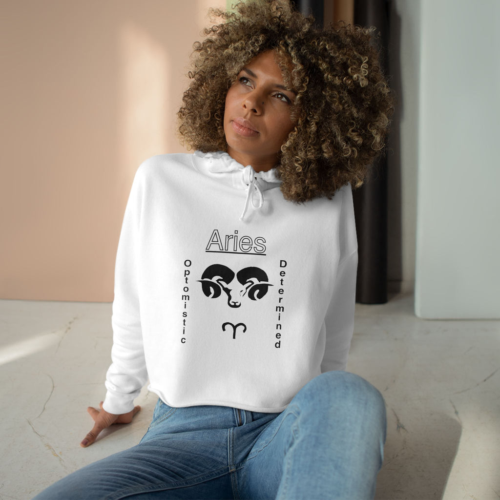 Aries Zodiac Crop Hoodie - Determined Style, Astrology Fashion, Gift for Aries, Cozy Astrology Wear, Birthday Celebration Outfit