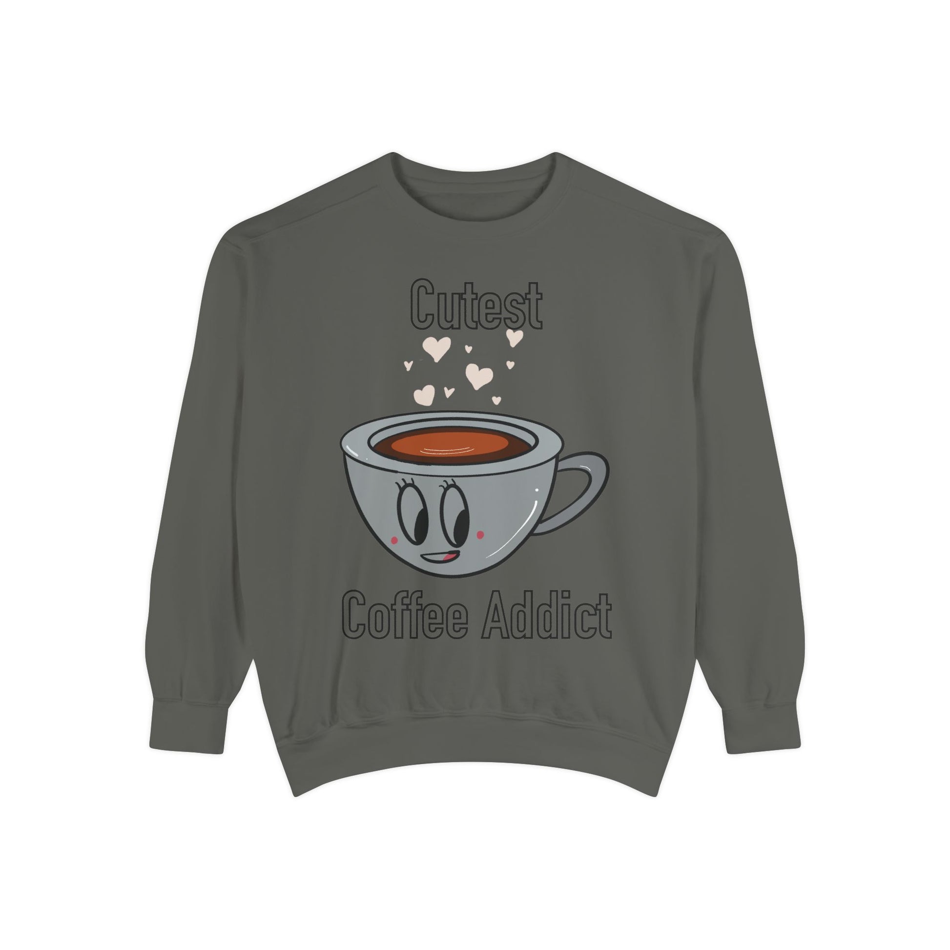 Cutest Coffee Addict Sweatshirt - Cute Coffee Cup Graphic Crewneck