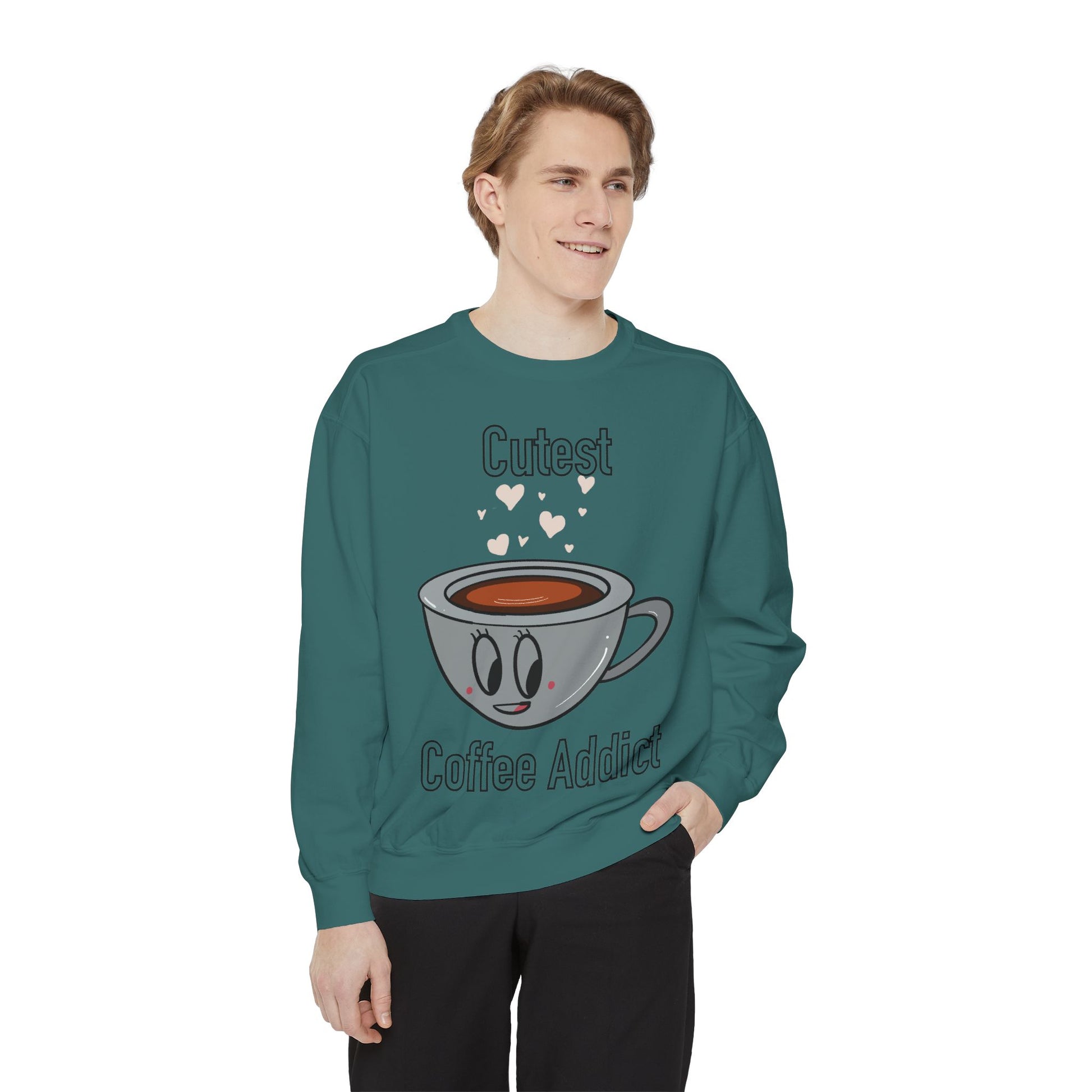 Cutest Coffee Addict Sweatshirt - Cute Coffee Cup Graphic Crewneck