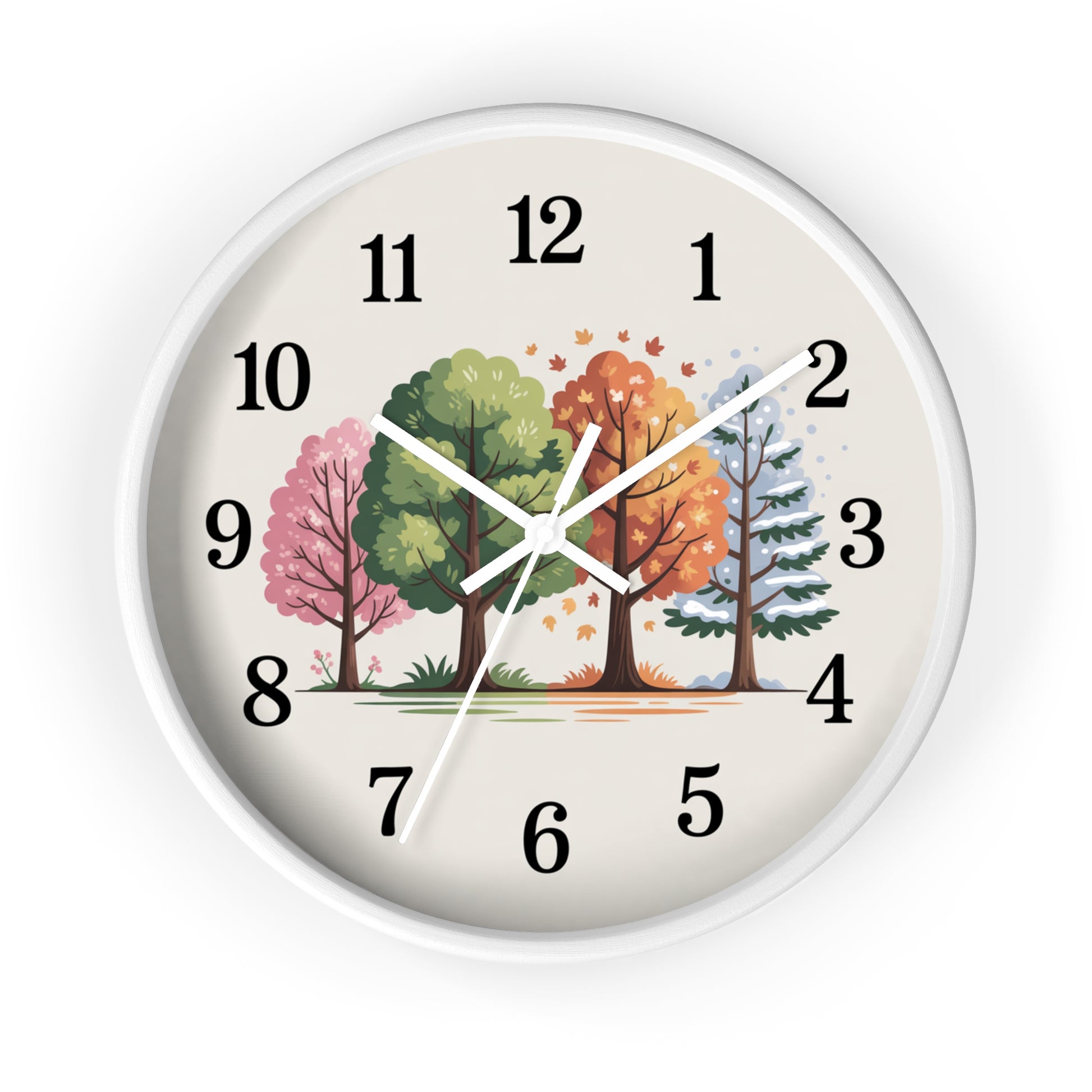 Seasonal Trees Wall Clock – Nature-Inspired Home Decor