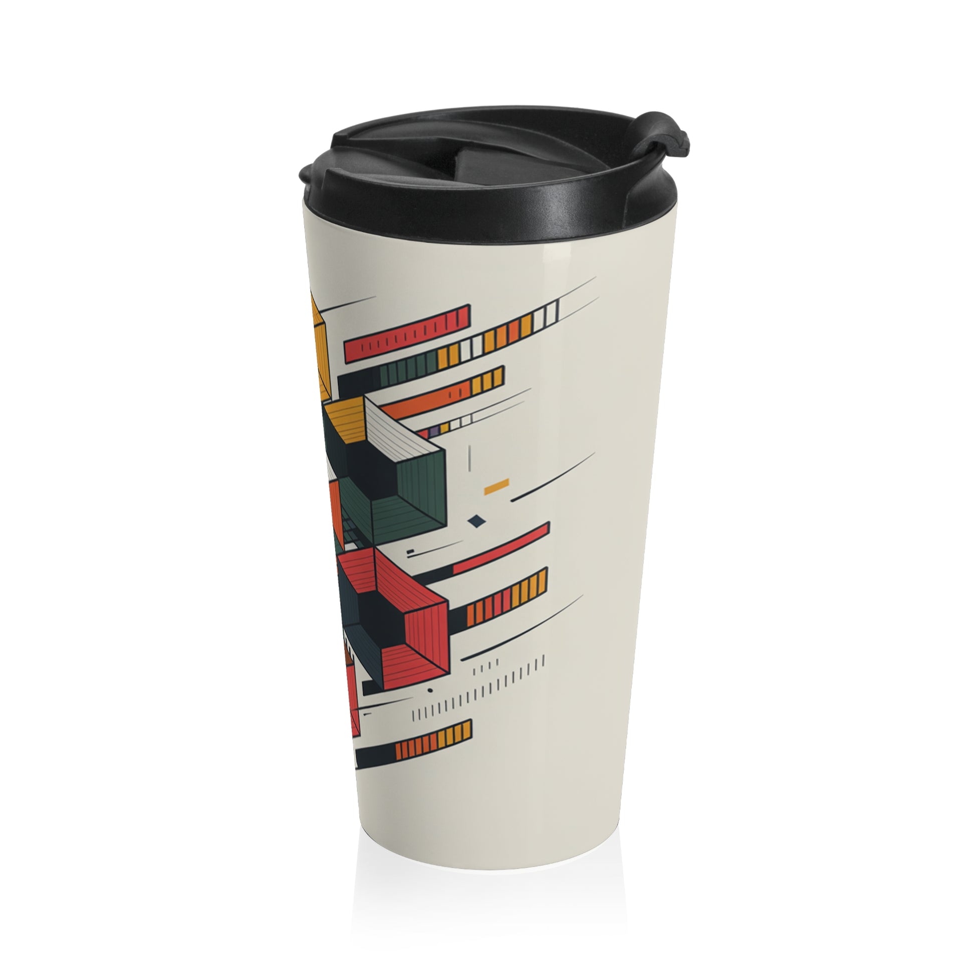 Geometric Pattern Stainless Steel Travel Mug - Perfect for Coffee Lovers on the Go