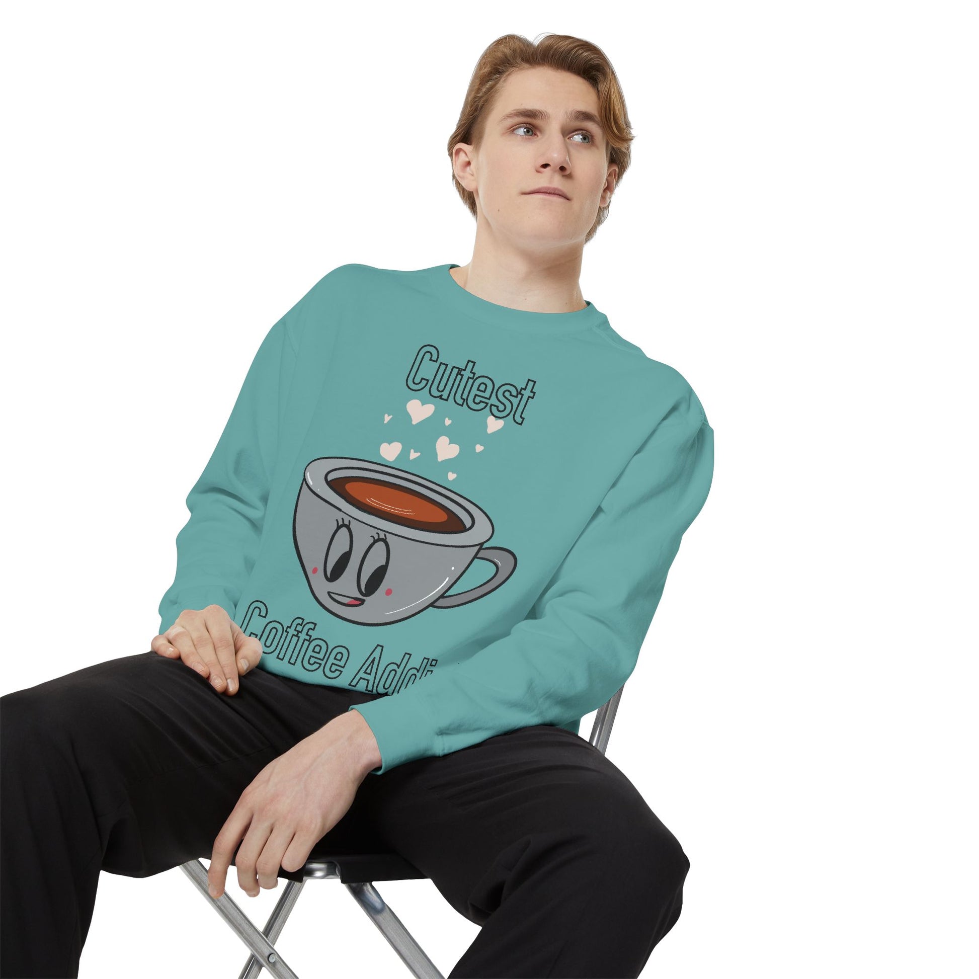 Cutest Coffee Addict Sweatshirt - Cute Coffee Cup Graphic Crewneck