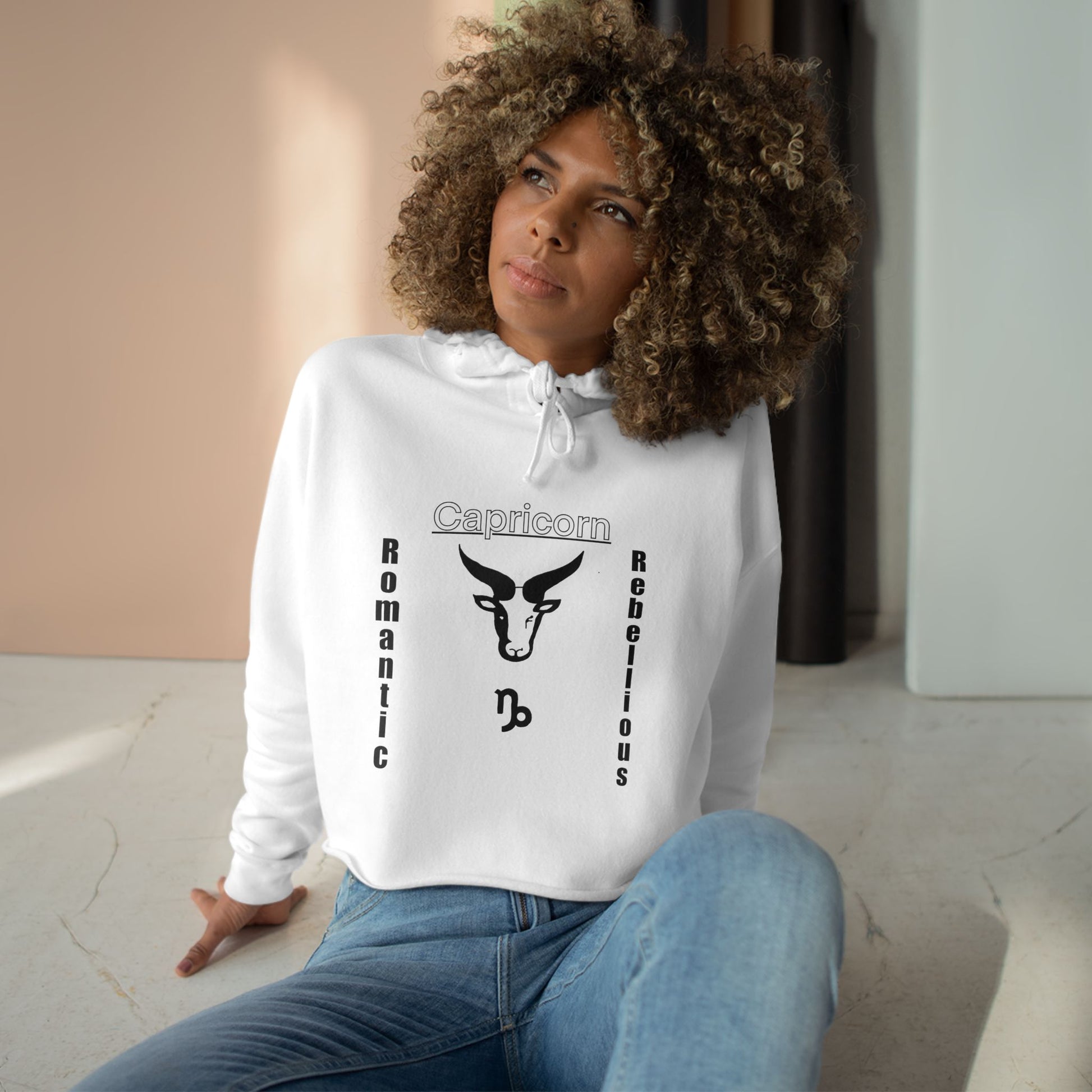 Stylish Crop Hoodie - Romantic & Rebellious Capricorn Design, Trendy Apparel, Perfect Gift for Zodiac Lovers, Astrology Fashion