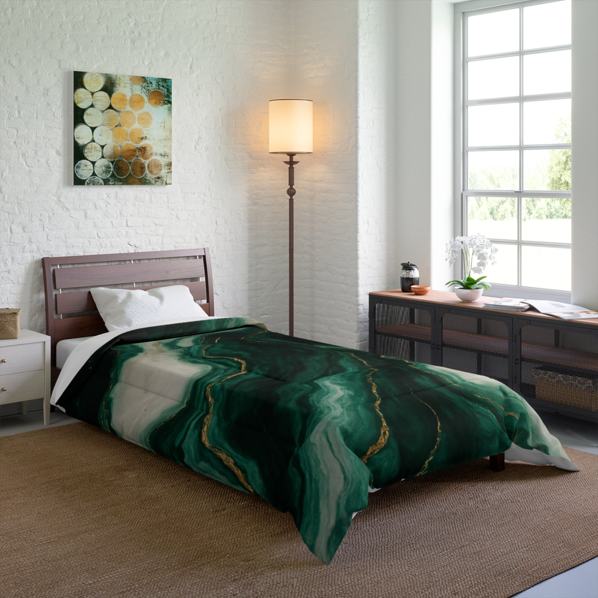 Elegant Marble Green Comforter - Luxury Bedding, Home Decor, Gift for Her, Cozy Bedroom Essentials, Modern Interior Accent