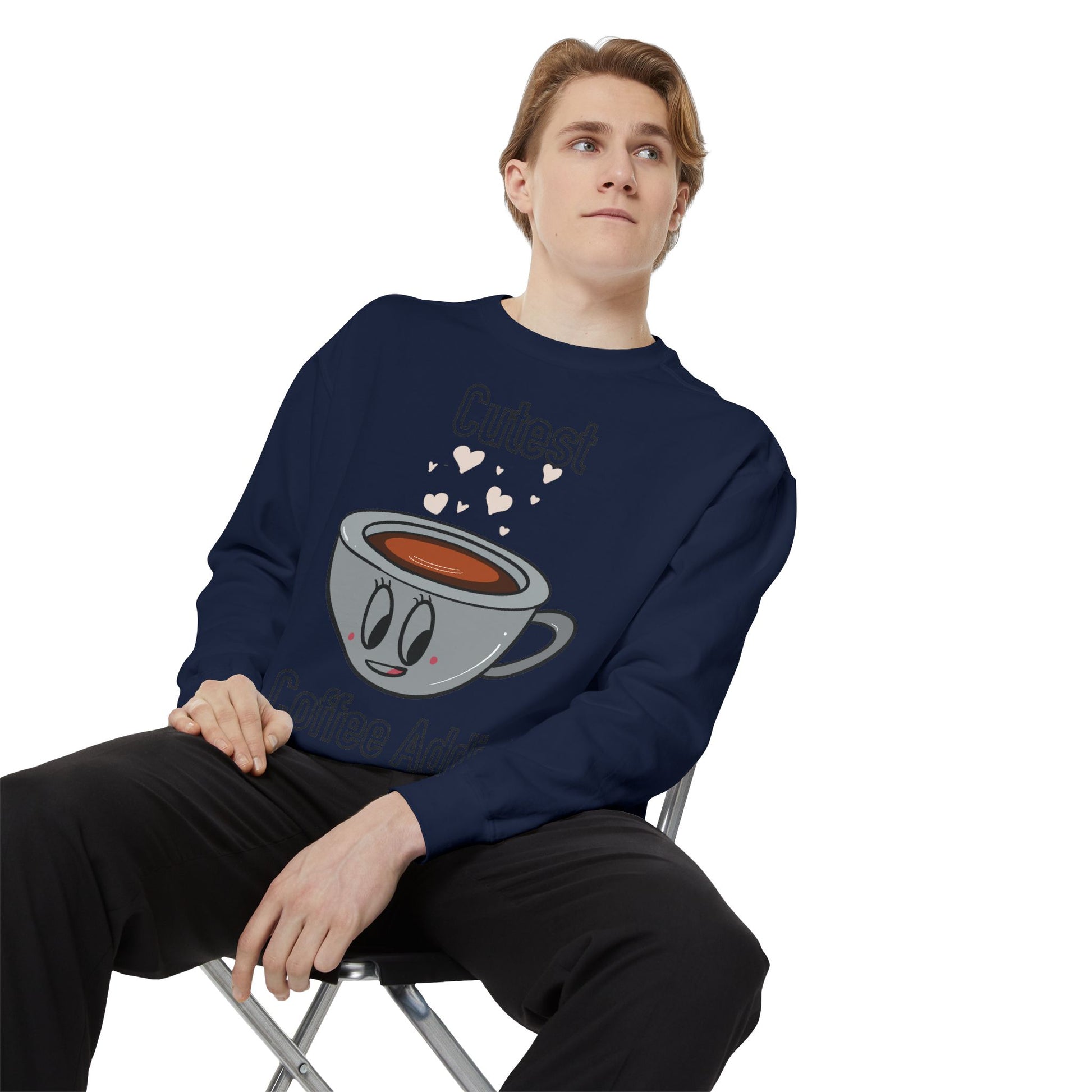Cutest Coffee Addict Sweatshirt - Cute Coffee Cup Graphic Crewneck