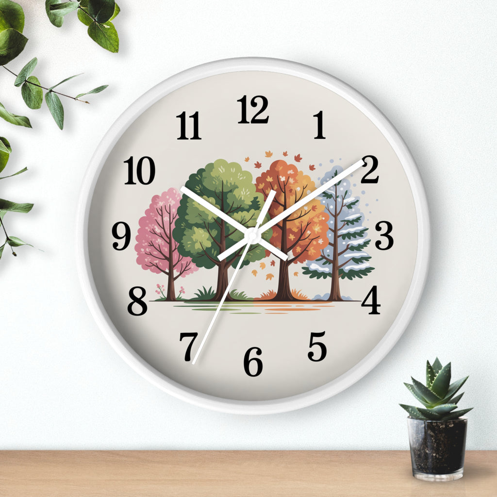 Seasonal Trees Wall Clock – Nature-Inspired Home Decor